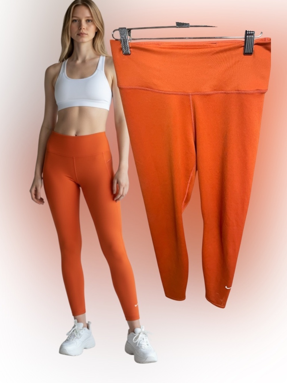 Nike Dri-FIT Orange High Waisted Leggings Small Phone Pocket Workout Tights